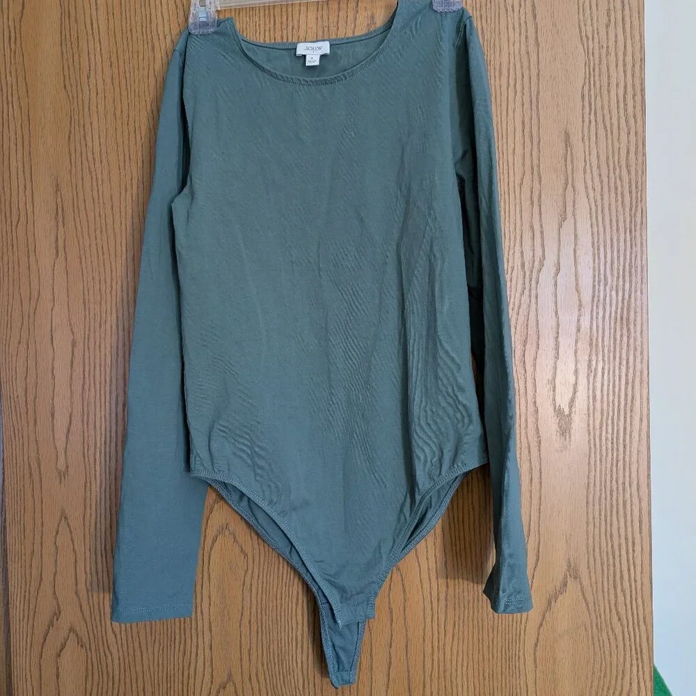 J Crew Long Sleeve Green Body Suit Size Small